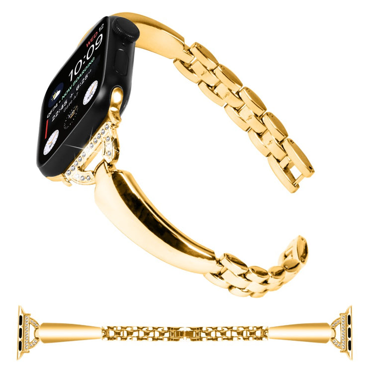 Elegant Metal Og Rhinsten Universal Rem passer til Apple Smartwatch - Guld#serie_2