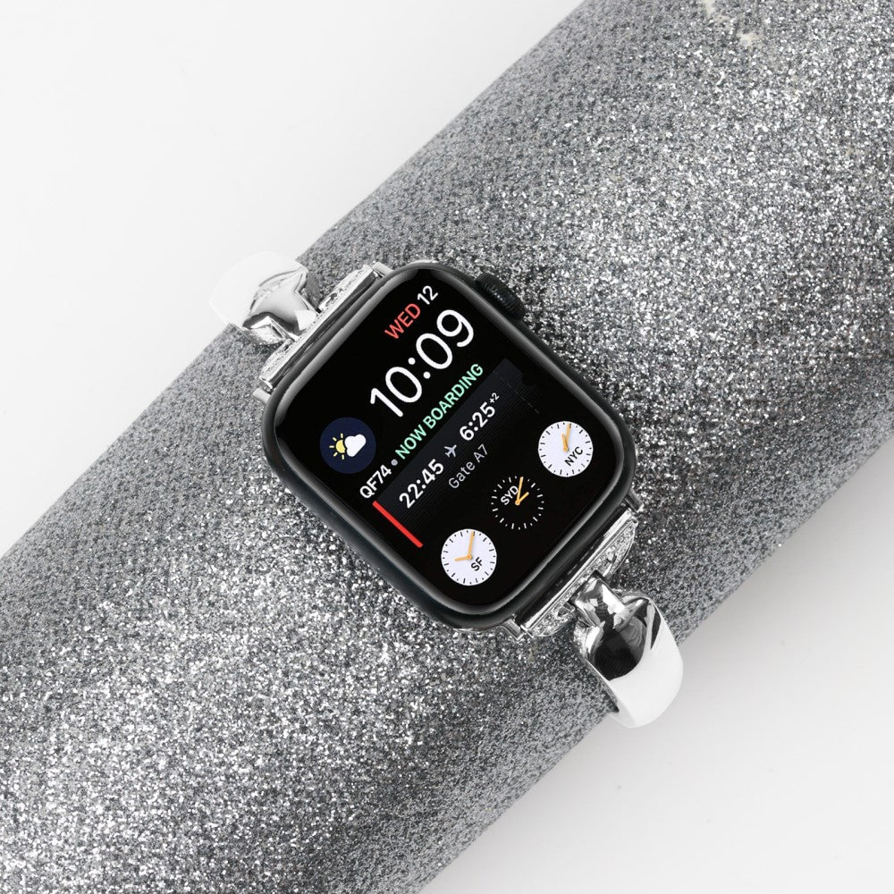 Cool Metal Og Rhinsten Universal Rem passer til Apple Smartwatch - Sølv#serie_4