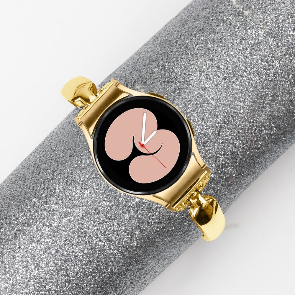 Stilfuld Metal Og Rhinsten Universal Rem passer til Samsung Smartwatch - Guld#serie_2