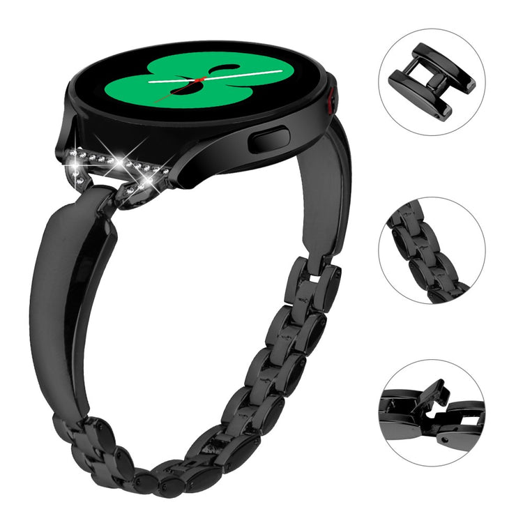 Solid Metal Og Rhinsten Universal Rem passer til Samsung Smartwatch - Sort#serie_1