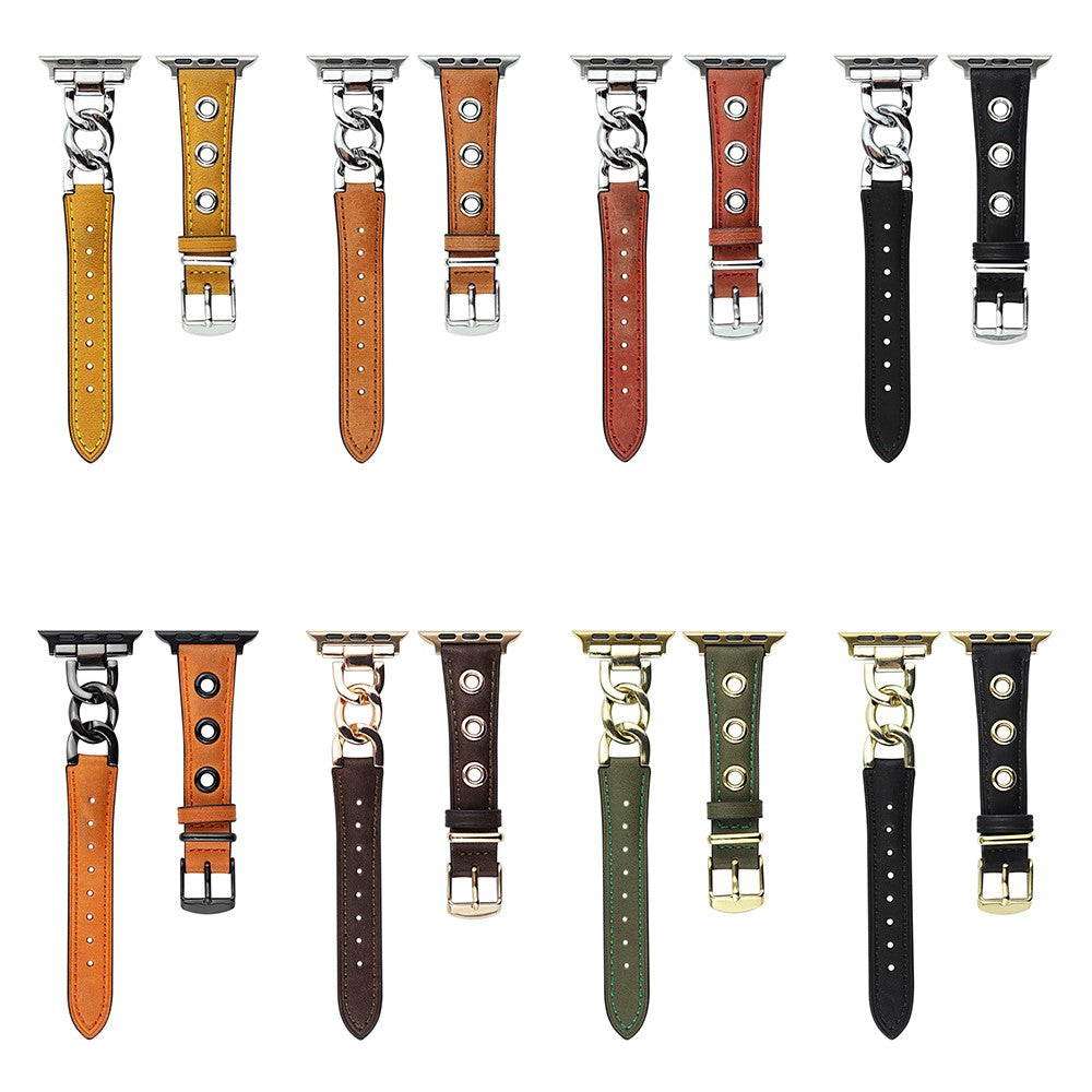 Godt Metal Og Kunstlæder Universal Rem passer til Apple Smartwatch - Orange#serie_5