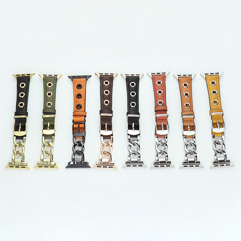 Godt Metal Og Kunstlæder Universal Rem passer til Apple Smartwatch - Brun#serie_6