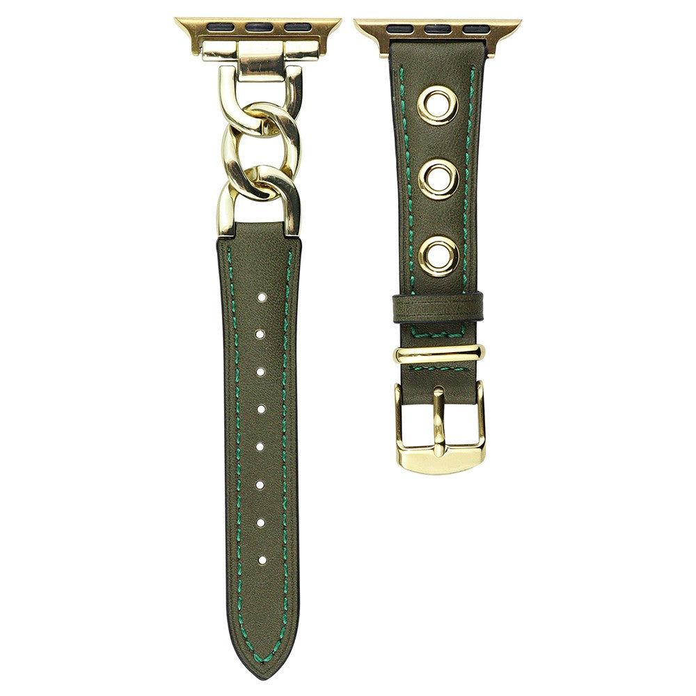 Godt Metal Og Kunstlæder Universal Rem passer til Apple Smartwatch - Grøn#serie_7