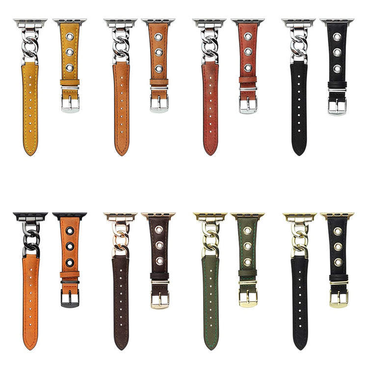 Kønt Metal Og Kunstlæder Universal Rem passer til Apple Smartwatch - Rød#serie_3