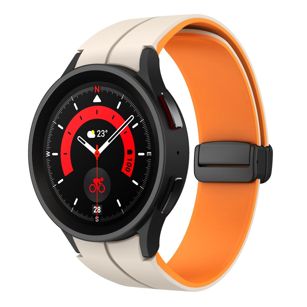 Skøn Metal Og Silikone Universal Rem passer til Samsung Smartwatch - Orange#serie_11