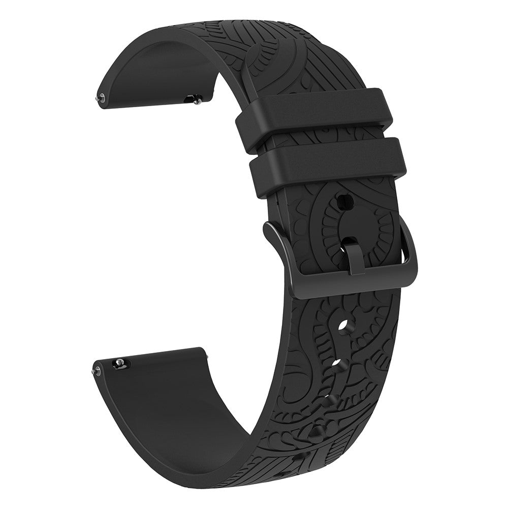Garmin Vivomove / Samsung Gear Sport / Pebble 2 / Huawei Watch 2 Patten Silicone Strap 20mm Watchband - Black#serie_2