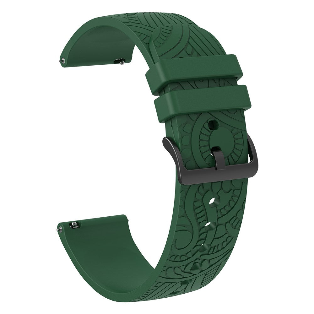 Garmin Vivomove / Samsung Gear Sport / Pebble 2 / Huawei Watch 2 Patten Silicone Strap 20mm Watchband - Blackish Green#serie_7