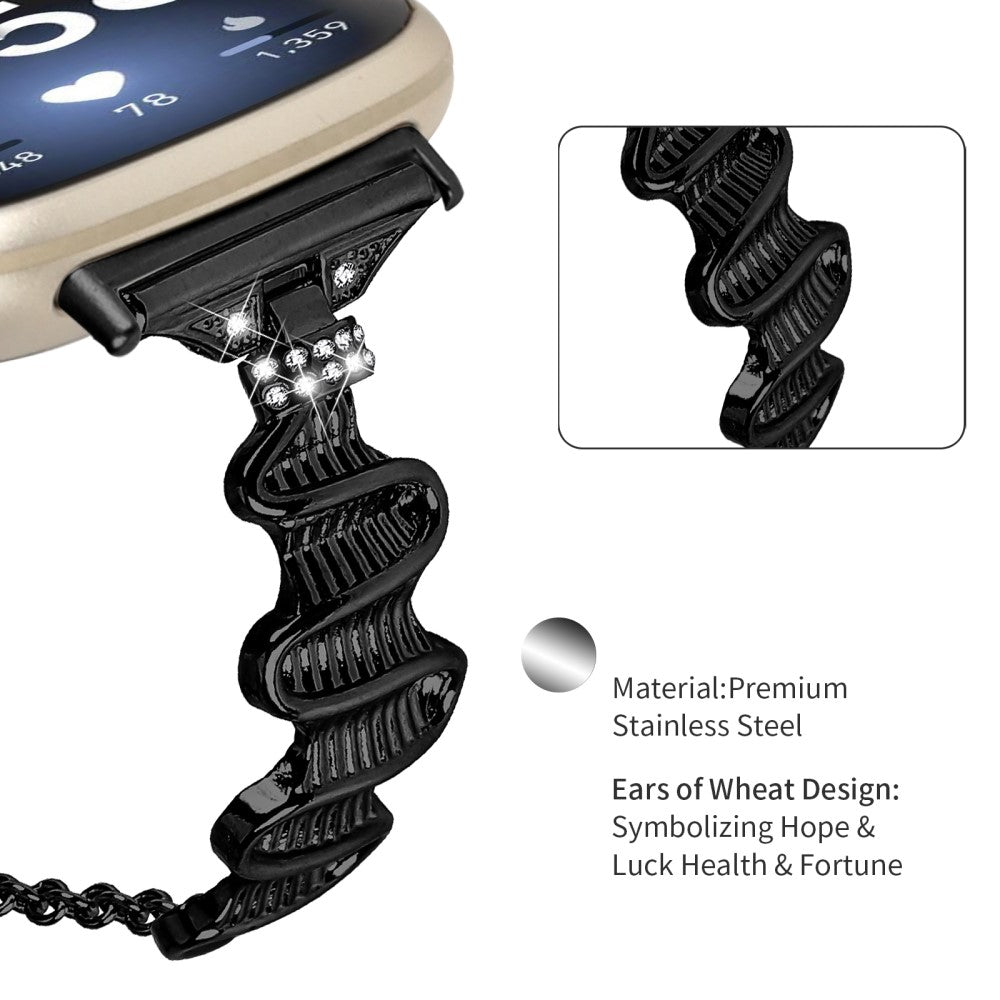 Metal Og Rhinsten Universal Rem passer til Fitbit Sense 1 / Fitbit Versa 3 - Sort#serie_1
