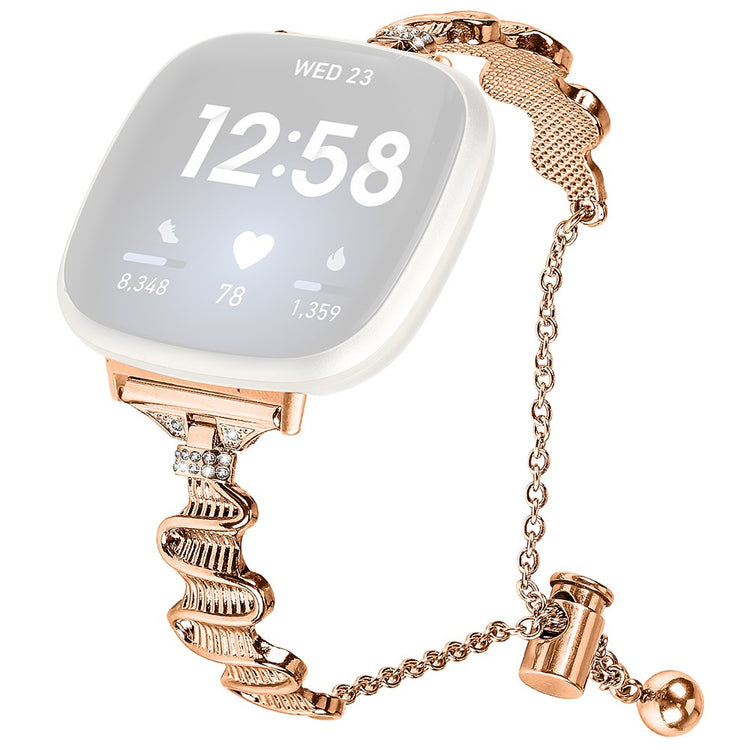 Metal Og Rhinsten Universal Rem passer til Fitbit Sense 1 / Fitbit Versa 3 - Pink#serie_3