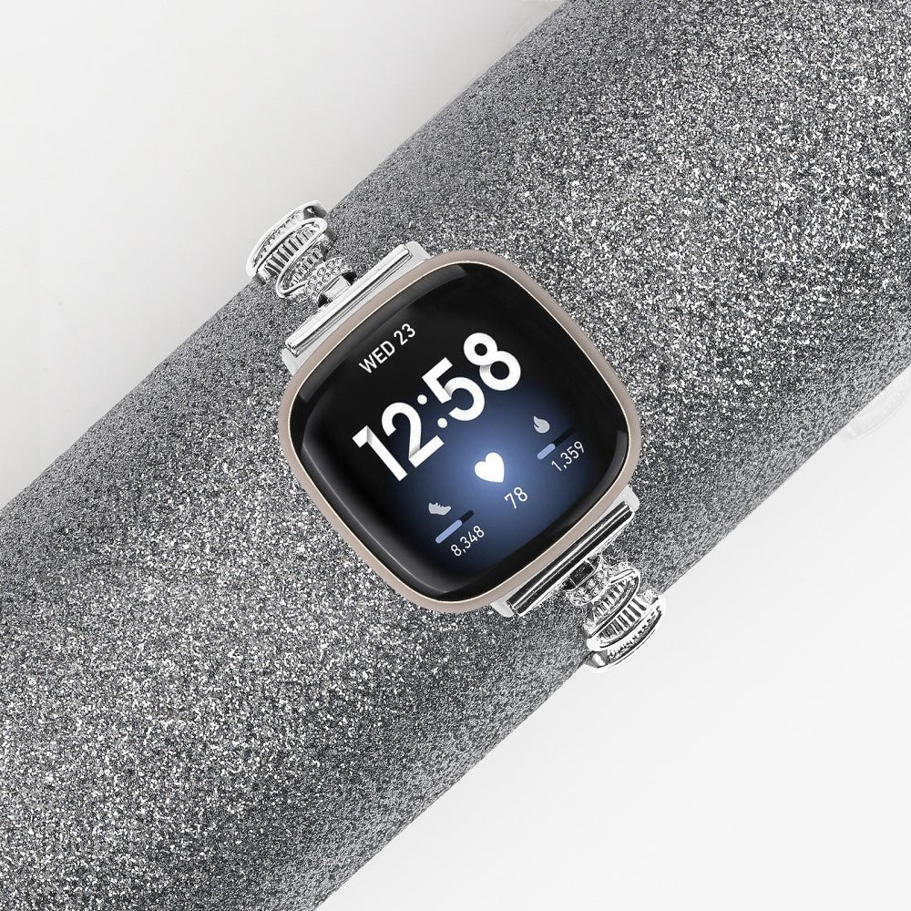 Metal Og Rhinsten Universal Rem passer til Fitbit Sense 1 / Fitbit Versa 3 - Sølv#serie_5