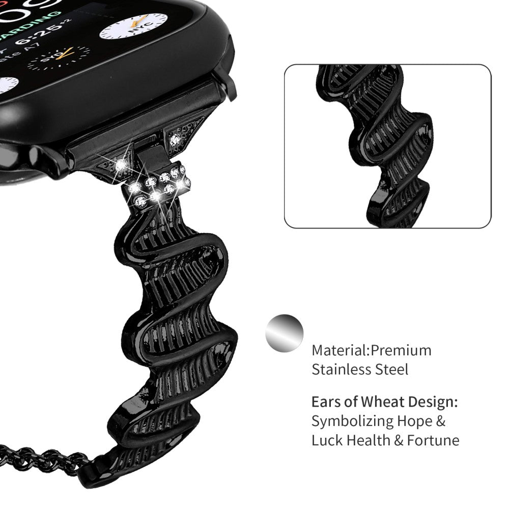 Tidsløst Metal Og Rhinsten Universal Rem passer til Apple Smartwatch - Sort#serie_1