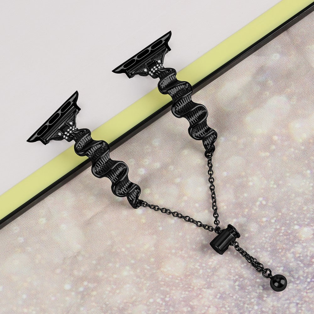 Tidsløst Metal Og Rhinsten Universal Rem passer til Apple Smartwatch - Sort#serie_1