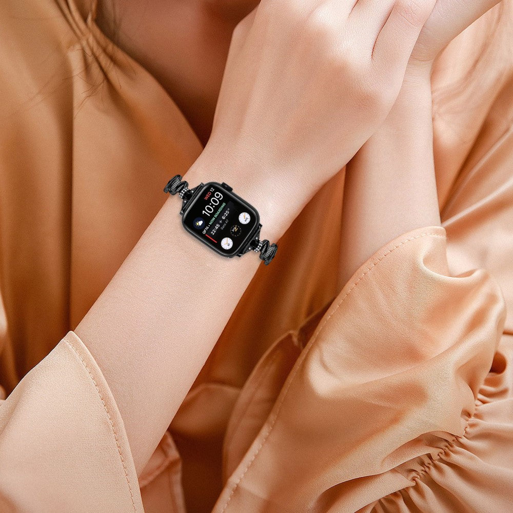 Tidsløst Metal Og Rhinsten Universal Rem passer til Apple Smartwatch - Sort#serie_1