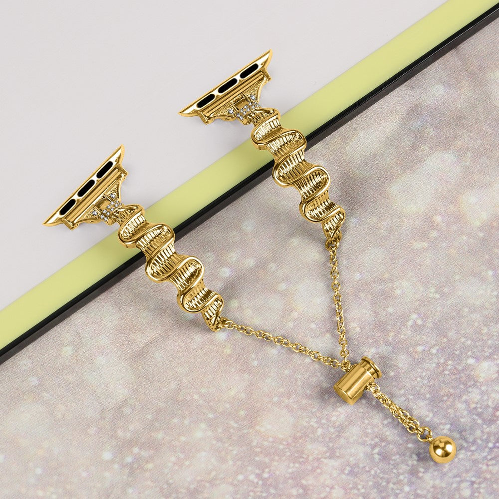 Tidsløst Metal Og Rhinsten Universal Rem passer til Apple Smartwatch - Guld#serie_2