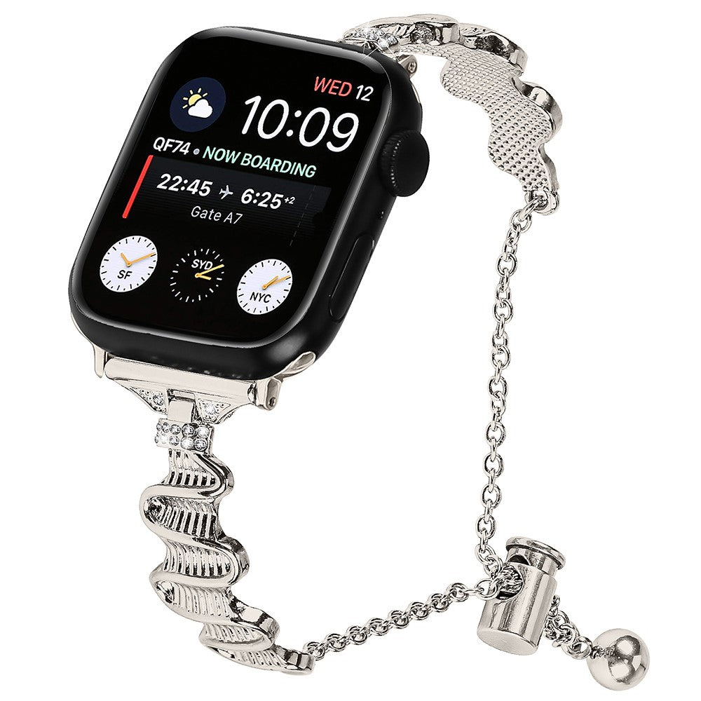 Tidsløst Metal Og Rhinsten Universal Rem passer til Apple Smartwatch - Sølv#serie_4