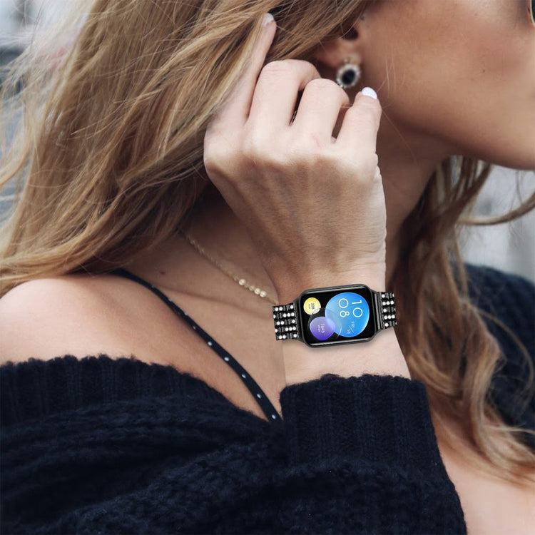 Xiaomi Smart Band 8 Pro Watch Band Rhinestone Decor 5-Bead Metal Watch Strap - Black#serie_2