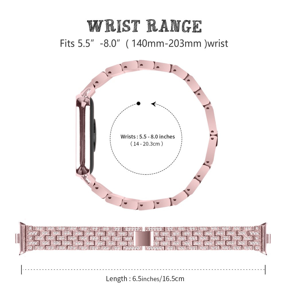Meget Holdbart Rhinsten Rem passer til Xiaomi Smart Band 8 Pro - Pink#serie_3