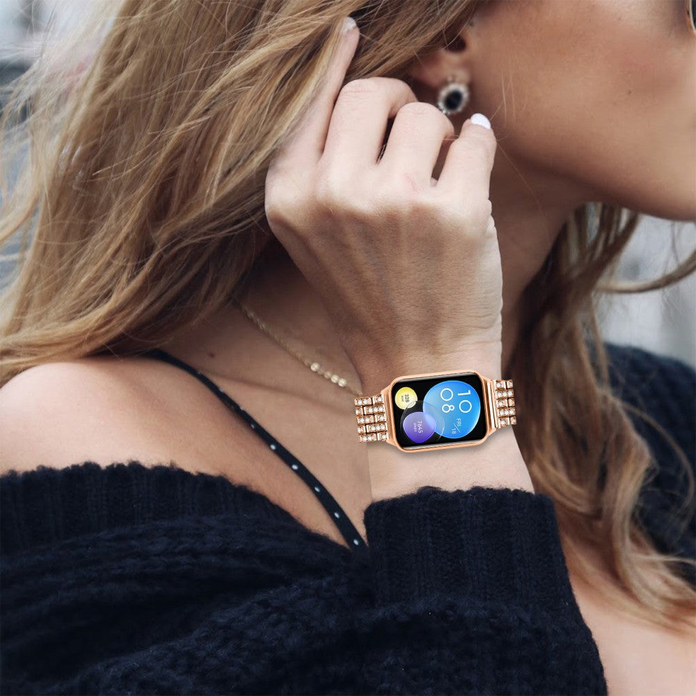 Xiaomi Smart Band 8 Pro Watch Band Rhinestone Decor 5-Bead Metal Watch Strap - Rose Gold#serie_4