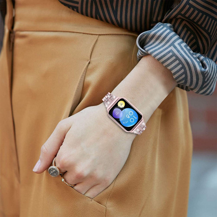 Xiaomi Smart Band 8 Pro Metal Watch Strap 2-Row Rhinestone 5-Bead Watchband - Rose Pink#serie_2