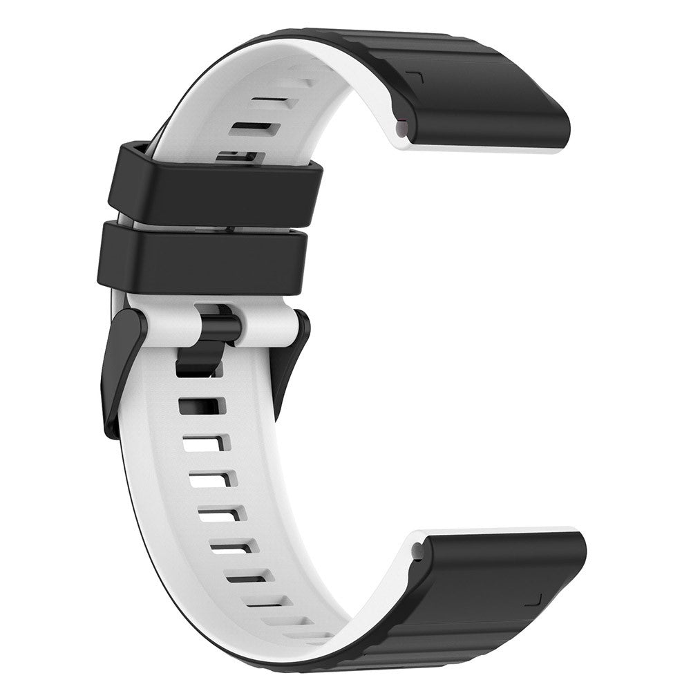 Garmin Fenix 7 Pro Silicone Watch Bands Dual-color Horizontal Stripes Wrist Strap - Black / White#serie_1