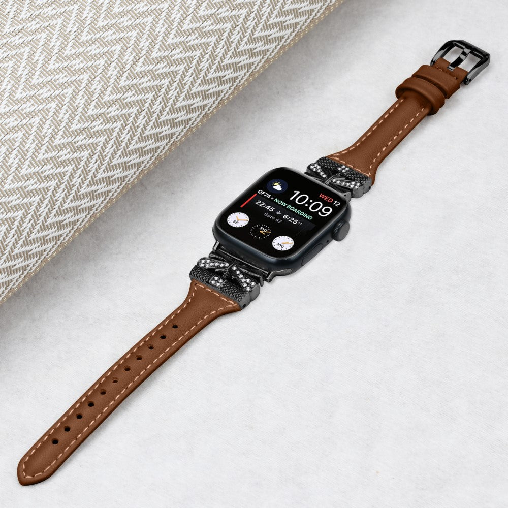 Sejt Kunstlæder Universal Rem passer til Apple Smartwatch - Brun#serie_2