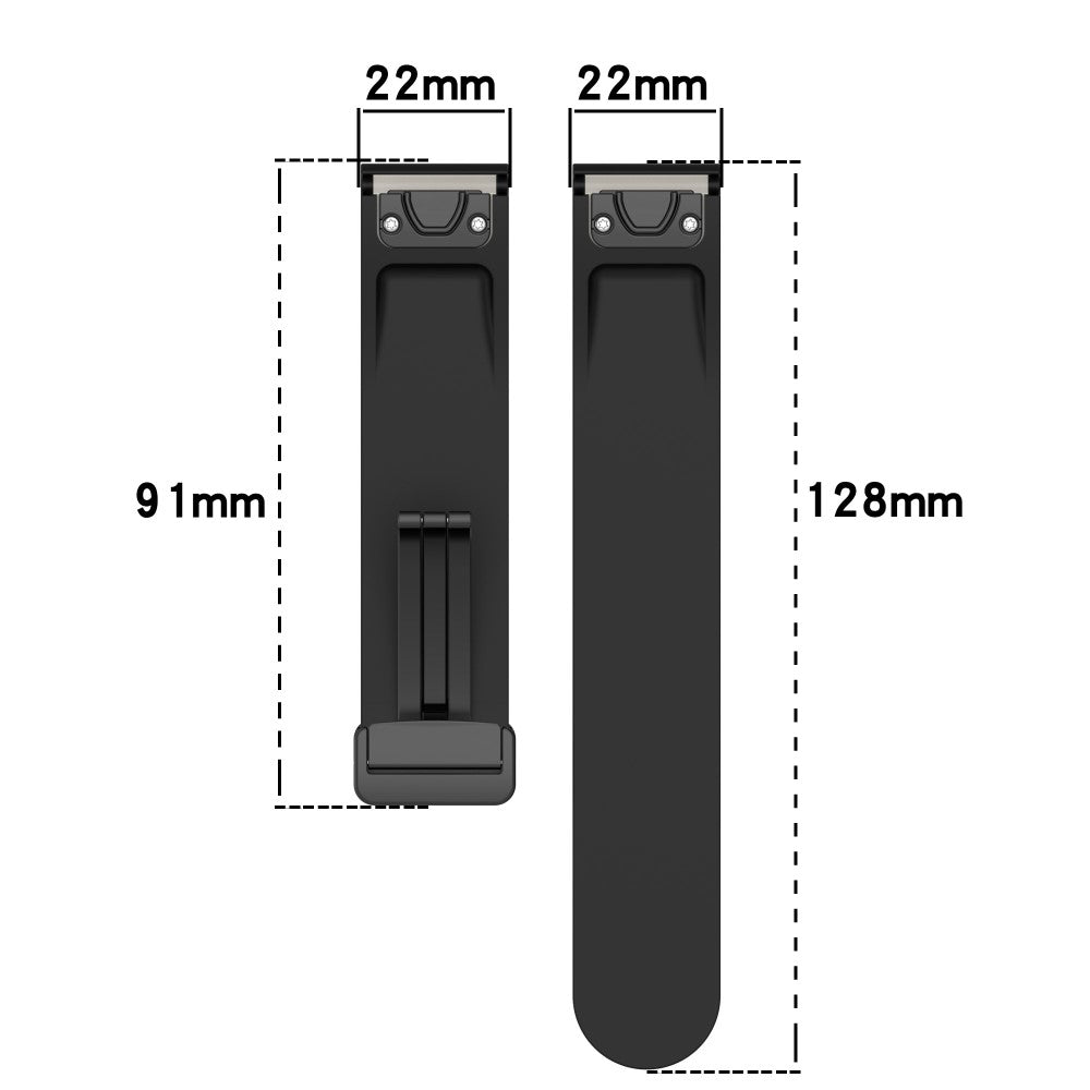 Garmin Fenix 7 / Forerunner 965 / 955 / 945 / 935 22mm Watch Band Silive Buckle Silicone Wriststrap - Black#serie_1