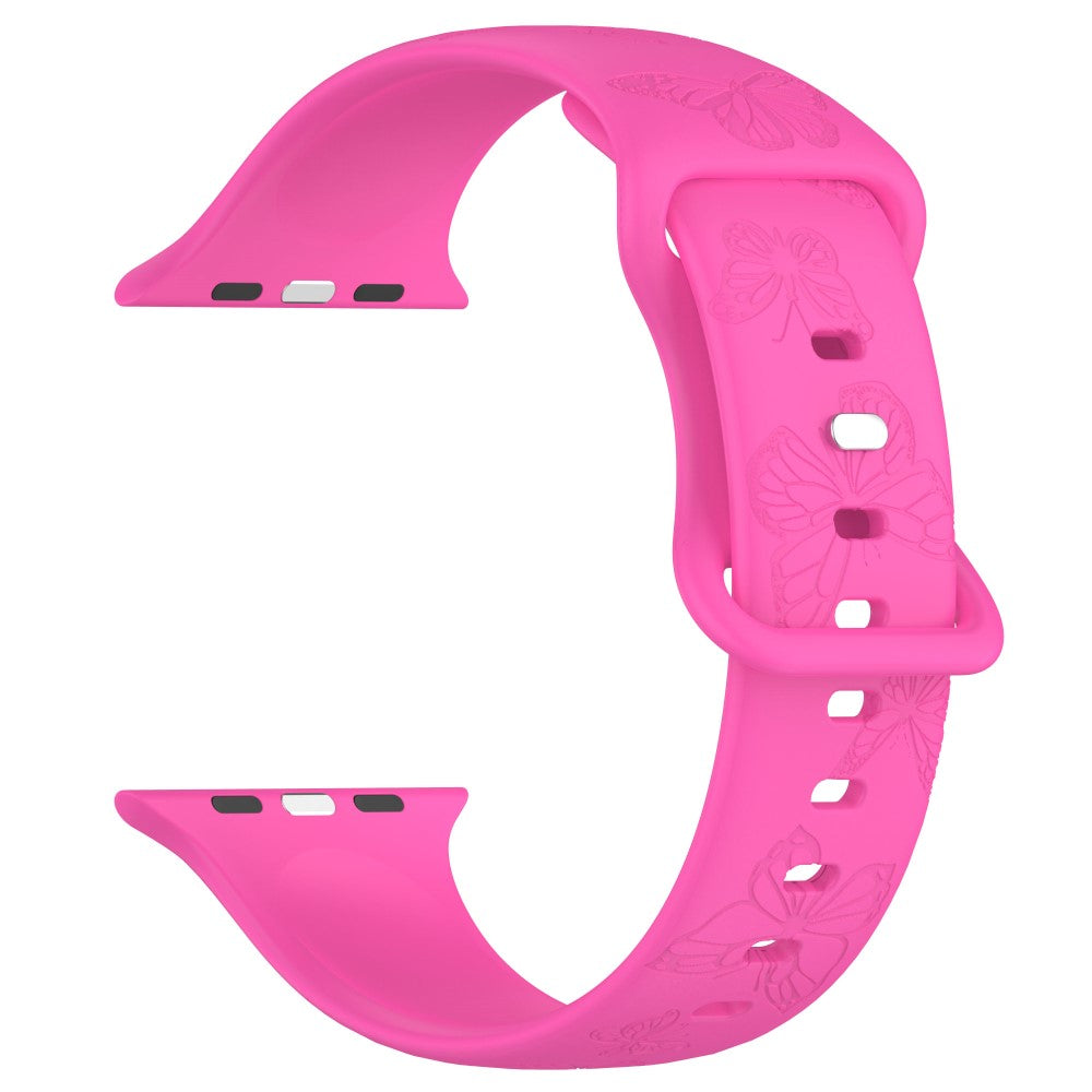 Rigtigt Fed Silikone Universal Rem passer til Apple Smartwatch - Pink#serie_10