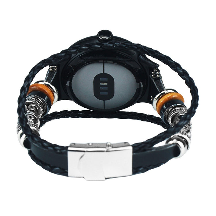 Google Pixel Watch / Pixel Watch 2 DIY Braided Leather Watch Strap Beads - Black#serie_1