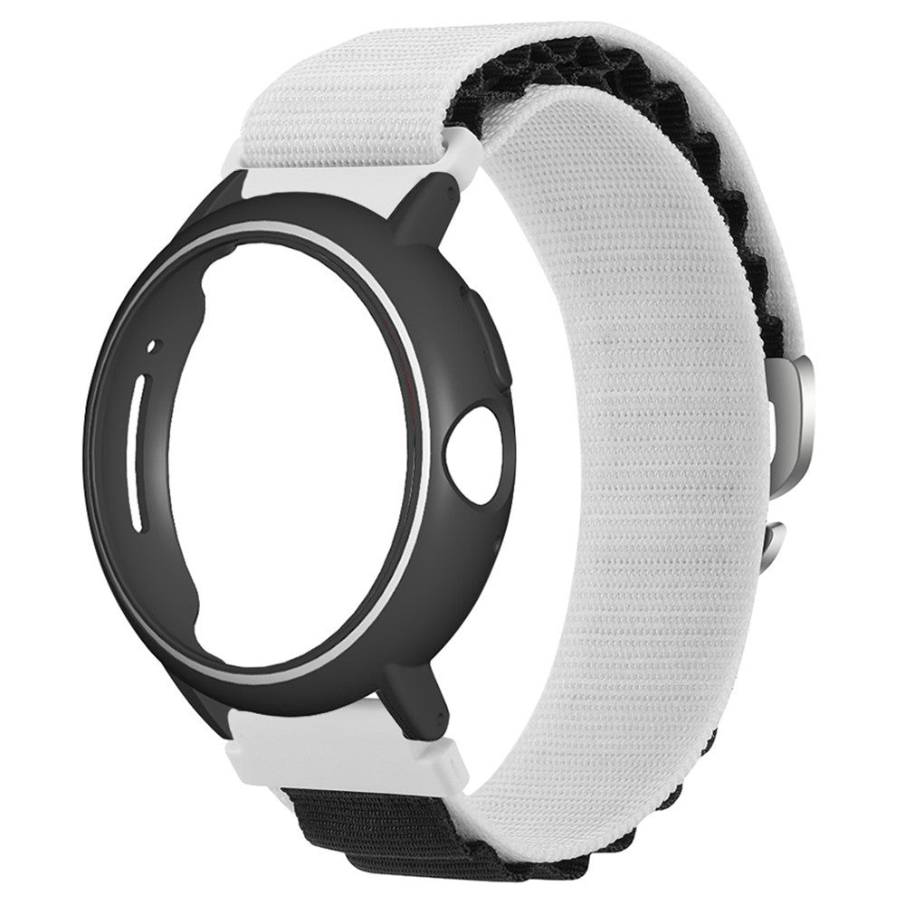 Google Pixel Watch / Pixel Watch 2 Watch Band Nylon Loop Wrist Strap with Watch Case - White Black+Black White Case#serie_1