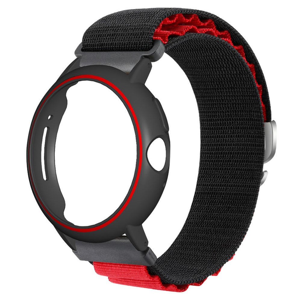Google Pixel Watch / Pixel Watch 2 Watch Band Nylon Loop Wrist Strap with Watch Case - Black Red+Black Red Case#serie_2