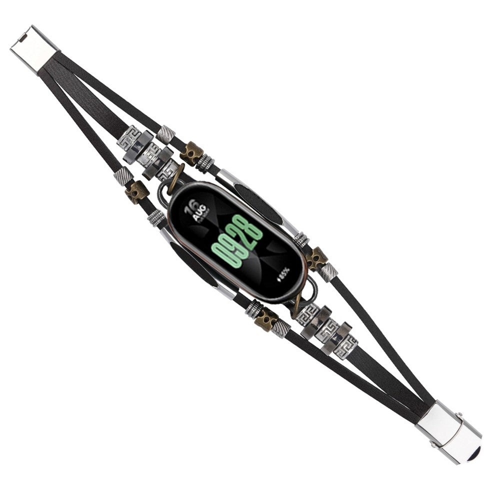 Helt Vildt Kรธnt Kunstlรฆder Rem passer til Xiaomi Smart Band 8 - Sort#serie_085