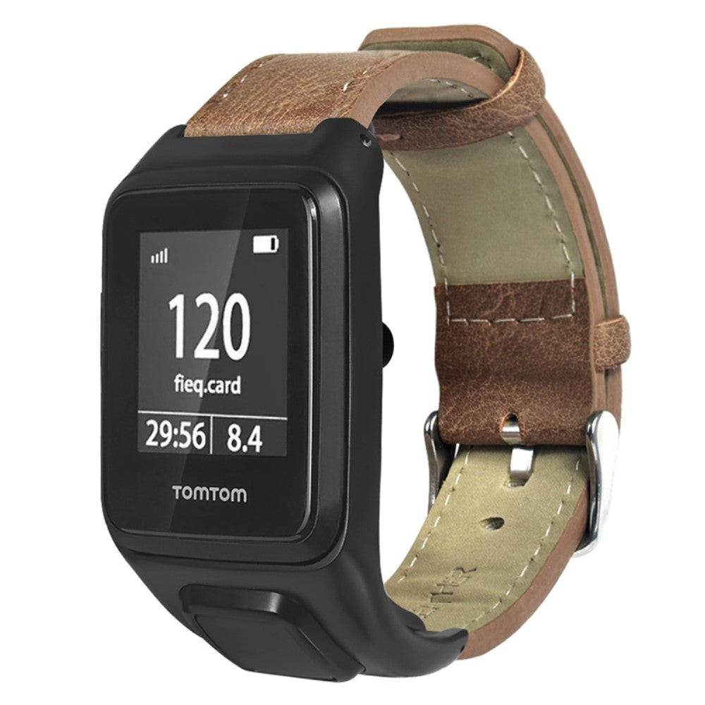 TomTom Runner 3 / Adventurer Watch Band Genuine Cow Leather Strap with Case - Brown#serie_1