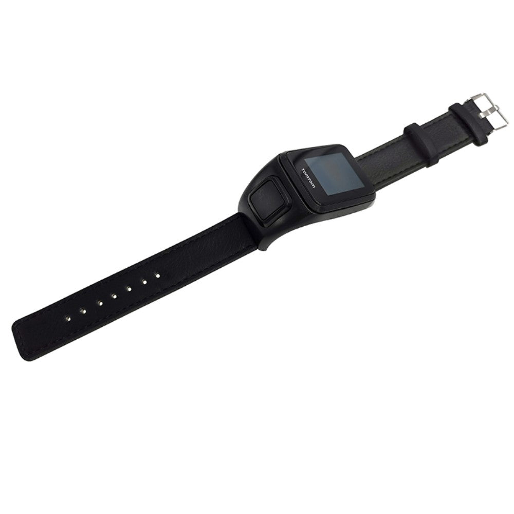 TomTom Runner 3 / Adventurer Watch Band Genuine Cow Leather Strap with Case - Black#serie_2