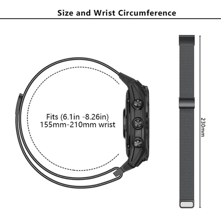 Meget Pænt Metal Universal Rem passer til Garmin Smartwatch - Sort#serie_1