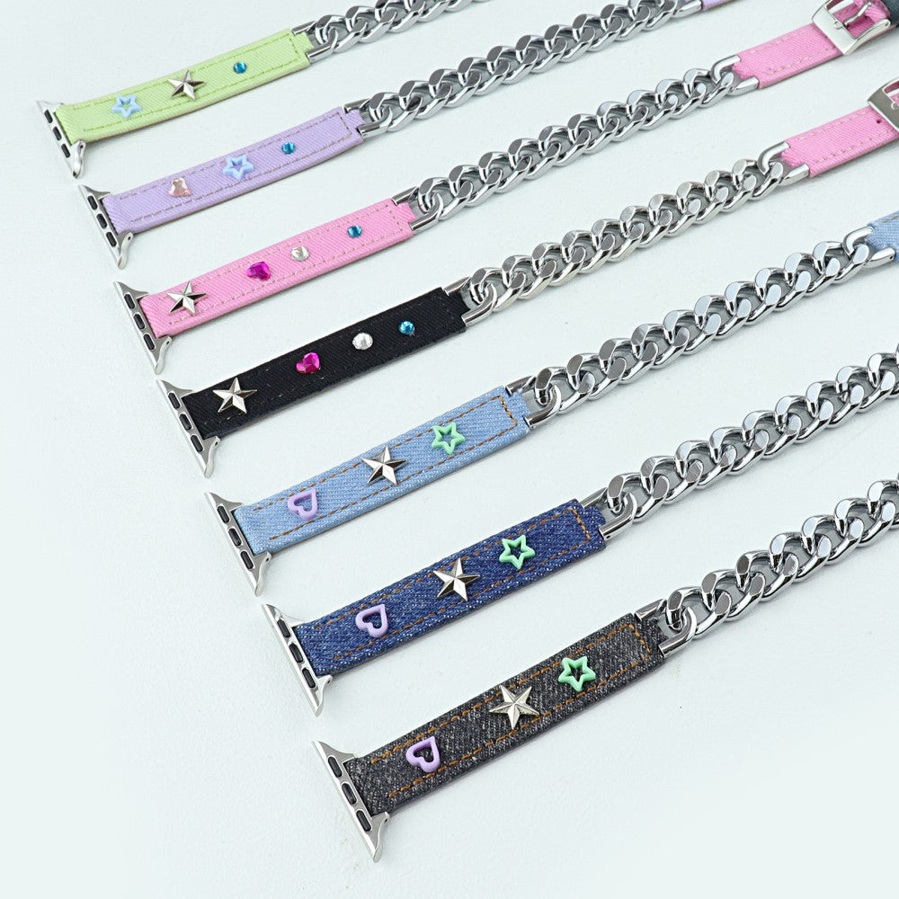 Apple Watch Series 49mm / 45mm / 44mm/ 42mm Quick Release Strap Rivets Decor Watch Band - Brown#serie_8