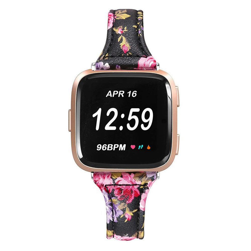 Fitbit Versa 3 / 4 Watch Strap Genuine Cow Leather Adjustable Wrist Band - Flower#serie_2
