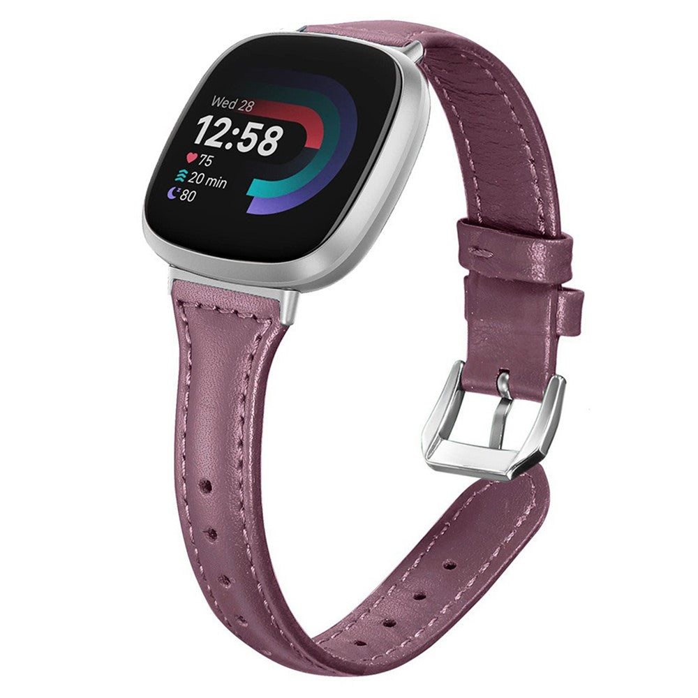 Fitbit Versa 3 / 4 Watch Strap Genuine Cow Leather Adjustable Wrist Band - Wine Red#serie_12