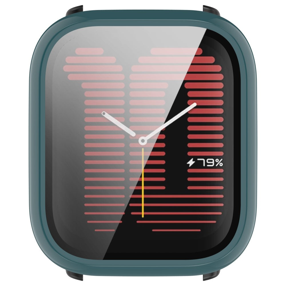 Rigtigt Godt Cover med Skærmbeskytter i Silikone og Glas passer til Amazfit Active - Grøn#serie_3