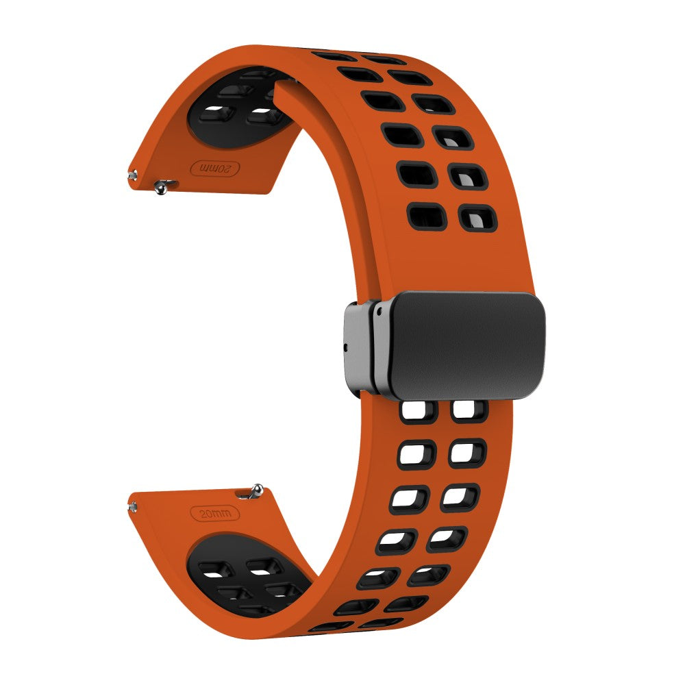 20mm Universal dual color silicone strap with black buckle - Orange / Black#serie_14