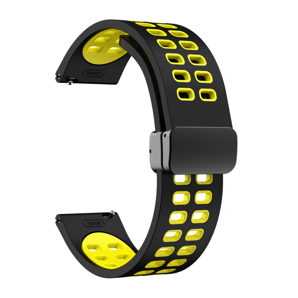 20mm Universal dual color silicone strap with black buckle - Black / Yellow#serie_3