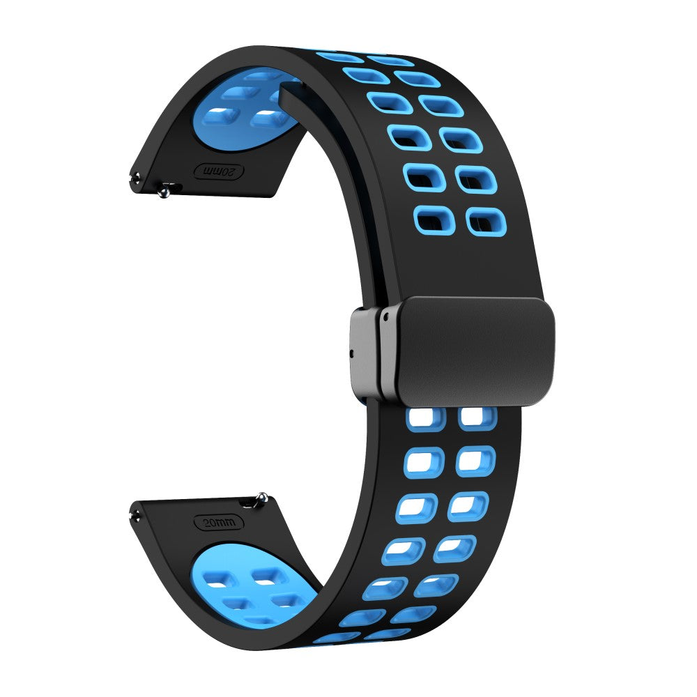 20mm Universal dual color silicone strap with black buckle - Black / Sky Blue#serie_7