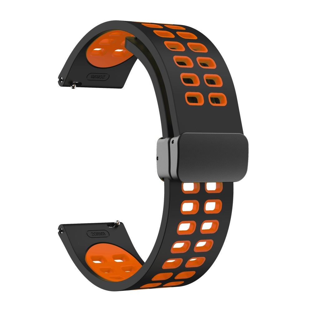 22mm Universal dual color silicone strap with black buckle - Black / Orange#serie_13