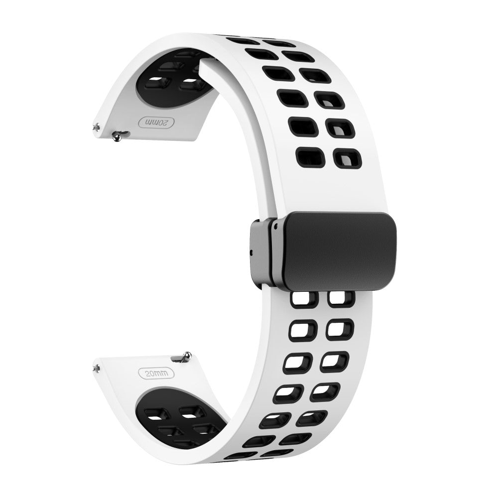 22mm Universal dual color silicone strap with black buckle - White / Black#serie_3