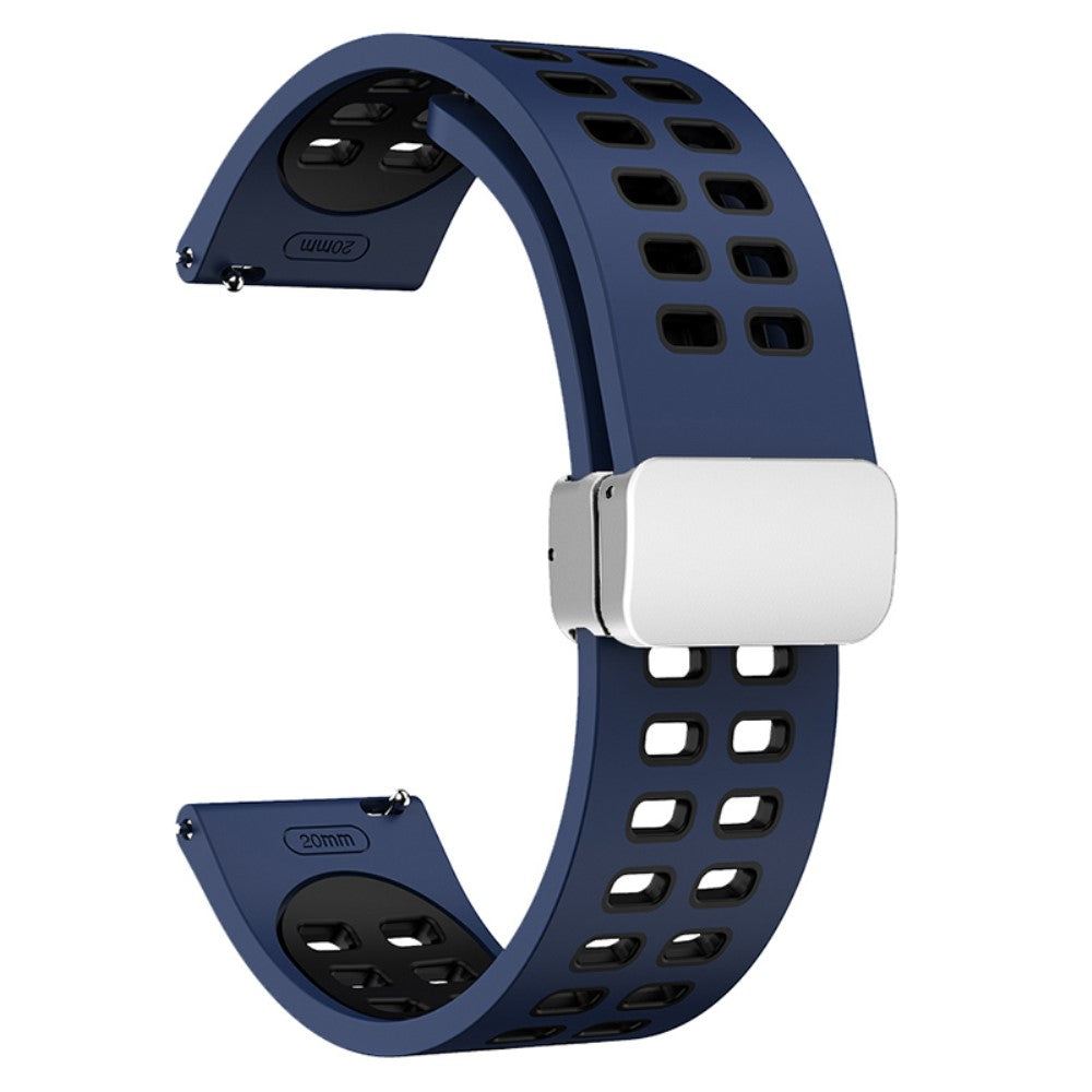 22mm Universal dual color silicone strap with silver buckle - Midnight Blue / Black#serie_14