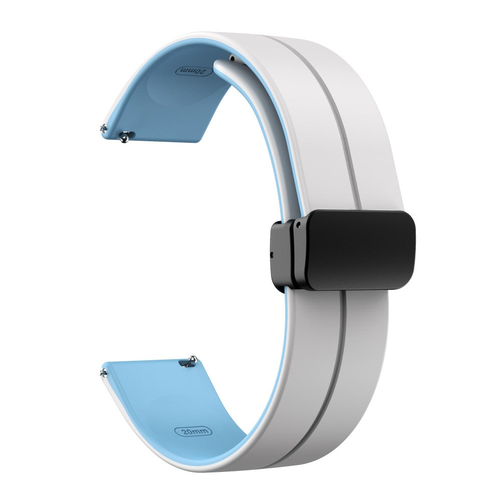 22mm Universal dual color silicone strap with black buckle - White / Baby Blue#serie_3