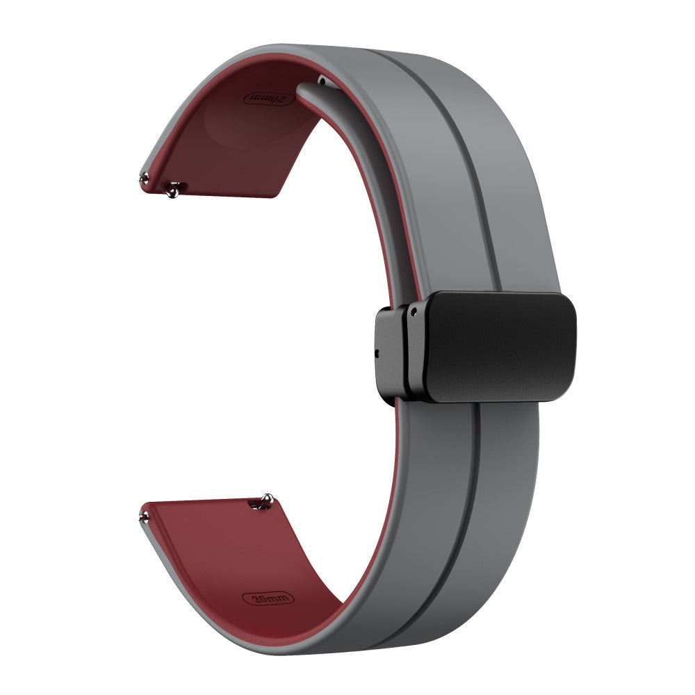 22mm Universal dual color silicone strap with black buckle - Grey / Wine Red#serie_8
