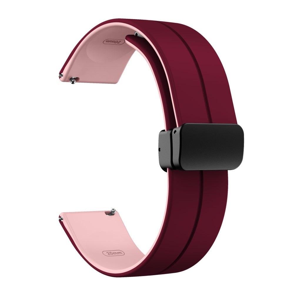 22mm Universal dual color silicone strap with black buckle - Wine Red / Pink#serie_9