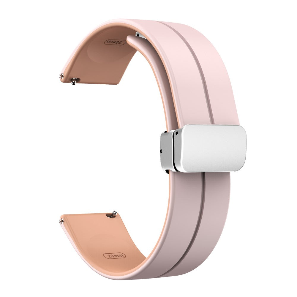 22mm Universal dual color silicone strap with silver buckle - Pink / Rose Pink#serie_10