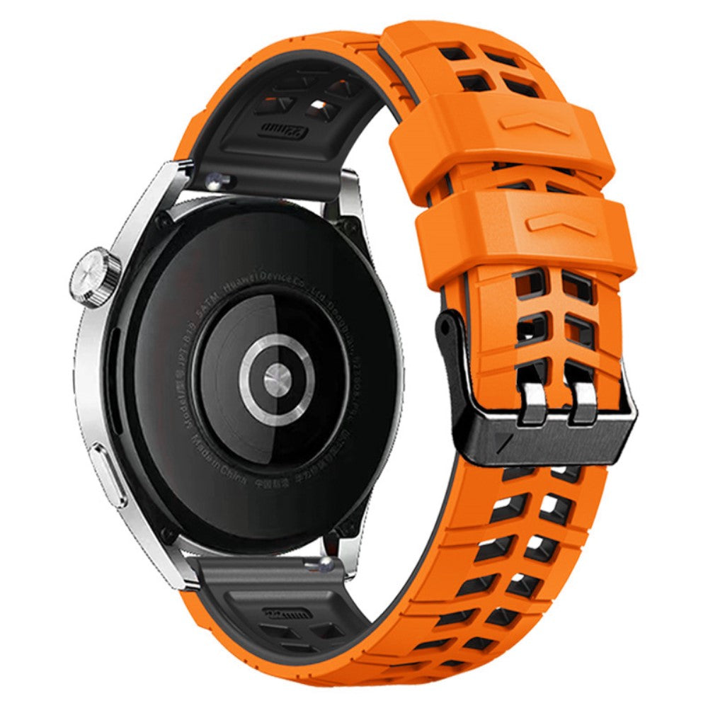 22mm Universal silicone textured strap - Orange / Black#serie_8