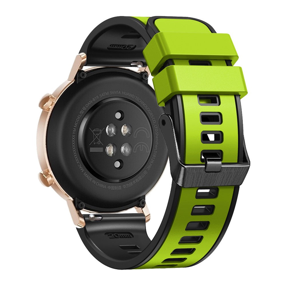 20mm Universal dual color silicone strap - Lime / Black#serie_12